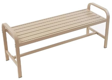 WANGCEPLSD Gartenbank Ohne Lehne, 2–3 Personen Gartenbank Metall, Wetterfest, Geeignet für Garten, Veranda Und Park, Tragfähigkeit von 300 Kg, Material Aluminiumlegierung(Beige)