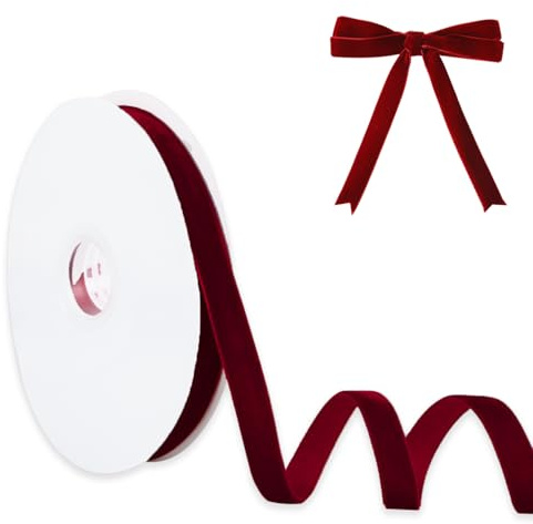 Samtband Rot,25 Yards Samt Geschenkband,Weihnachten Samtband,Dekoband Samt,Für Weihnachten Kranz Dekoration Handgemachte Handwerk Ornamente & Geschenkverpa,1 Rollen