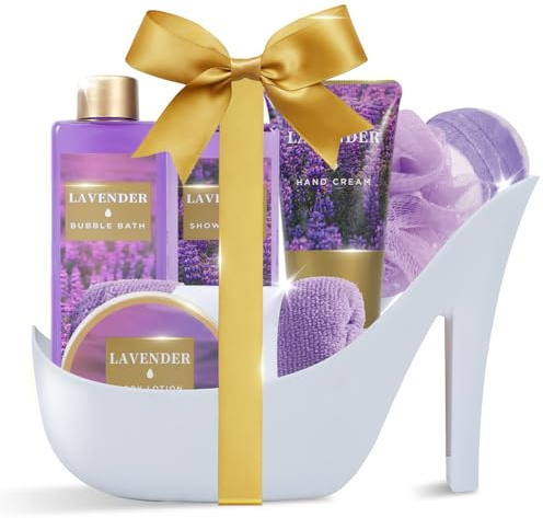 Spa Luxetique Coffret Cadeau Femme -8pcs les Parfum de Lavender, Coffret de Bain et de Soins avec Bain Moussant, Gel Douche,Crème pour les Mains,Cadeau Fete des Meres,Anniversaire,Coffret Beauté Femme