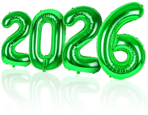 Ballon Chiffre Anniversaire 2026 Vert, 83cm Numéro Feuille Géante Hélium Ballons Gonflables XXL Grand Ballon Numérotés Garçon Fille Homme Femme D'anniversaire Décoration pour Fête Mariage Célébrations