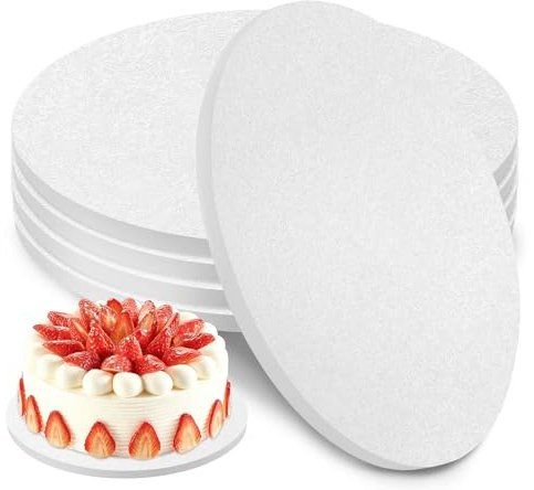 Zorplex Set da 5 Sottotorte Tondo Rotondi, 30 cm x 12 mm Vassoio Torta Bianco in Cartone Resistente, Riutilizzabile, Antigrasso e Impermeabile, per Torte da 8-11 Pollici e Presentazione di e Dessert