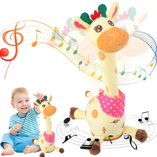 Girafe Musicale, Jouet Girafe Qui Danse Et Parle, Jouet Interactif Chantant avec LumièRe, Peluche Qui Chante 10 Chansons pour Enfants, RéPèTe Ce Que Vous Dites (1pc)