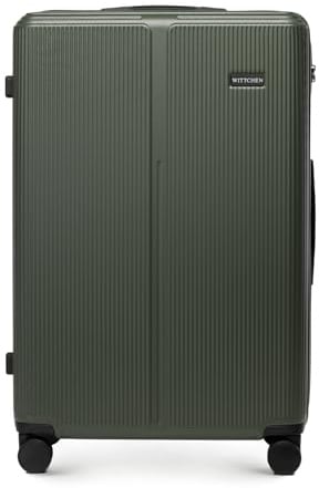 WITTCHEN Stripes Line Großer Koffer 76,5 x 50 x 29 cm (XL) | Hartschalen-Trolley ABS 96 l, 4 Rollen 360° | Koffer groß für Lufthansa/Eurowings/Ryanair, zahlenschloss, teleskopgriff | Farbe: Khaki