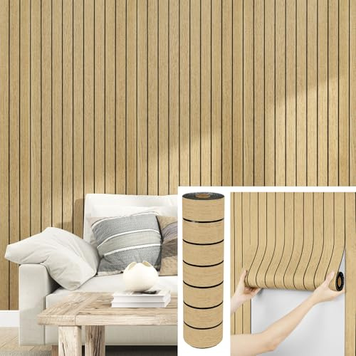 Yullpaper PVC Paneele Wand Selbstklebend 3d Wandpaneele Holzoptik Grau-Gelb Wanddeko Wohnzimmer Schaumstoffplatte Flexible Wandpaneele Küche Tapete Holzoptik Selbstklebend Wand Dekoration 30cm x 300cm