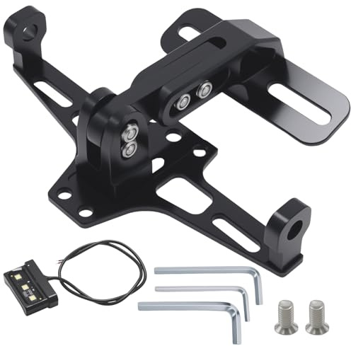 Motorrad Kennzeichenhalter, Schwarze Nummernschildhalter, Verstellbare Lenkung, mit Beleuchtung, für Most Motorcycles, Ersatz für Yamaha MT01 MT07 MT09 FZS1000 FZS600
