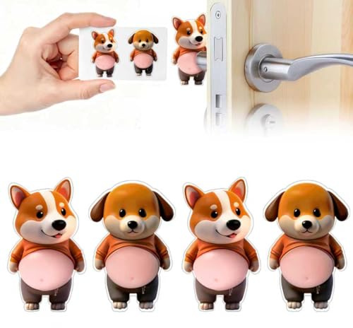 ZPTEE 4 Pcs Door Handle Wall Protectors, Silicone Self Adhesive Bumper Pads | Soft 25mm Buffer Helps Stop Lever Handles Hitting Walls, Reducing Marks & Knocking Noise in Bedrooms, Kids Rooms & Rentals