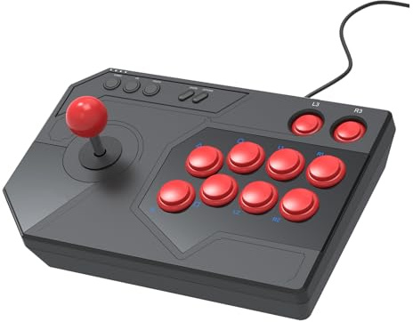 Introti Arcade Fight Stick Turbo Street Fight Controller Stick 3 Modes Wired Arcade Joystick USB Cable Console Rocker for PS 5/PC Gaming Keyboard