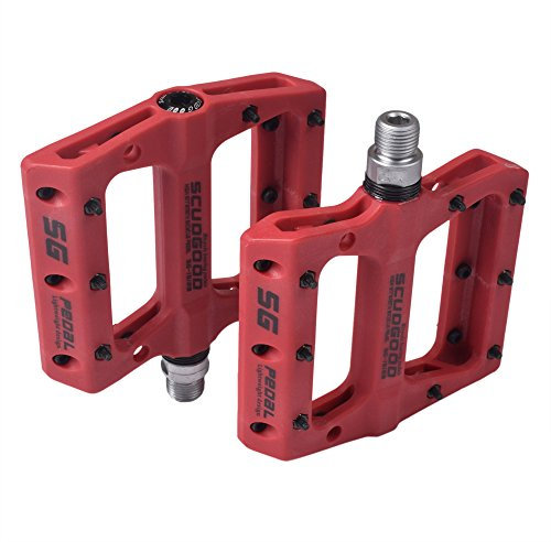 UPANBIKE Fahrradpedale 9/16 inch Mountainbike Rennrad Fahrrad Pedale Bearing Composite Nylon Flatpedale MTB BMX,Rot