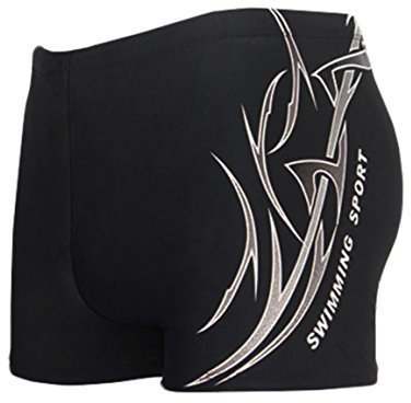 HHD Men's Swimming Trunks Shorts Swimwear Boxers Summer Beach Board Shorts Elastic Swimsuit Bottom Black