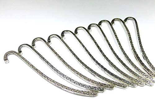 10 Lesezeichen Rohling mit Ornamenten Farbe antiksilber 82mm Metall #S082