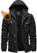 KEFITEVD Veste Polaire Chaude pour Homme Manteau à Capuche épais d'hiver Veste Coupe-vent avec 5 Poches,Noir,M
