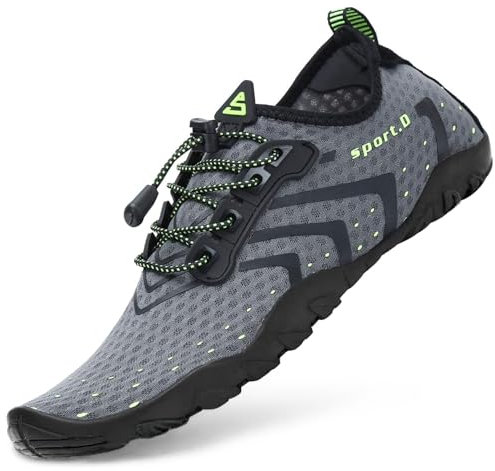SAGUARO Wasserschuhe Herren Damen Schnell Trocknend Schwimmschuhe Atmungsaktiv rutschfeste Badeschuhe mit Dicke Sohle für Frauen Männer, Reines Grau, 36 EU