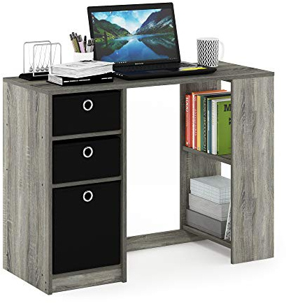 Furinno JAYA Schreibtisch, Gaming-Schreibtisch mit Aufbewahrungsbox Schublade, Computertisch, Schreibtisch, Bürotisch, 74,4 x 100 x 40 cm, für Heimbüro, Arbeitszimmer, Schlafzimmer, Französische Eiche