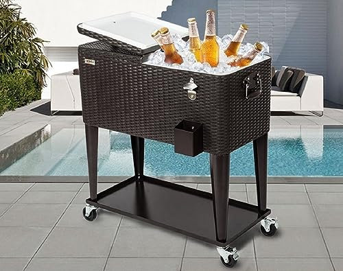 Carrito de Servicio con Nevera y refrigerador Carrito Auxiliar Carrito de Bebidas Enfriador de Bebidas Caja de Hielo Carrito congelador Carrito Carrito de Eventos Enfriador