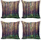 ABAKUHAUS Wald Dekokissen Kissenbezug 4er Pack, Fall-Bäume Wald Trunk, Modern Accent Doppelseitiger Digitaldruck, 50 x 50 cm, Grün braun