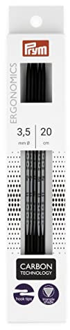 Prym 194223 Strumpfstricknadeln Ergonomics Carbon 20 cm 3,50 mm