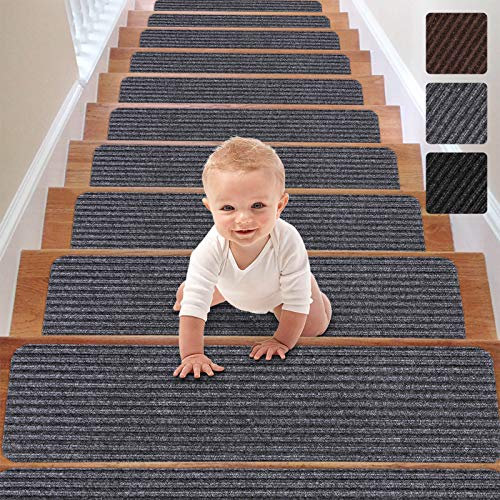 RIOLAND Non-Slip Carpet Stair Treads for Wooden Steps, 15 Pack, 8 x 30