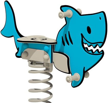 WICKEY Jeu sur ressort PRO Requin „Charley“ bleu - pour des terrains de jeux publics et des écoles - ancre à visser inclusive - DIN EN 1176