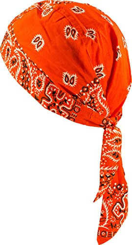 fashionchimp Zandana aus 100% Baumwolle, Bandana-Kopftuch, Bikertuch für Damen und Herren, Muster-Print (Orange-Paisley)