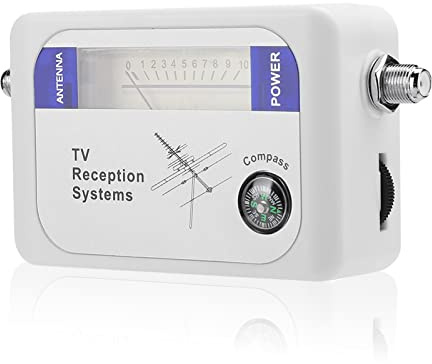Digitaler Satellitenfinder, Tragbarer Satellitensignalstärkemesser, SAT-Finder TV Digitales Signalstärkemessgerät mit Ladegerät und Kompass