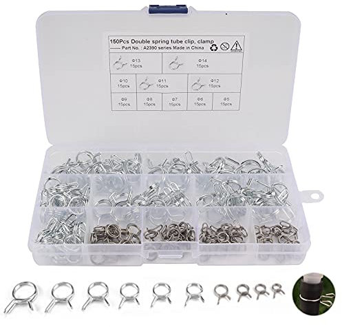 Fascette Stringitubo 150pcs Clip per Tubo Flessibile per Carburante Morsetti per Tubo Flessibile a Molla Carburante Morsetto a Molla Morsetto per Tubo Flessibile in Acciaio Inox Metallo Tubi Fascette