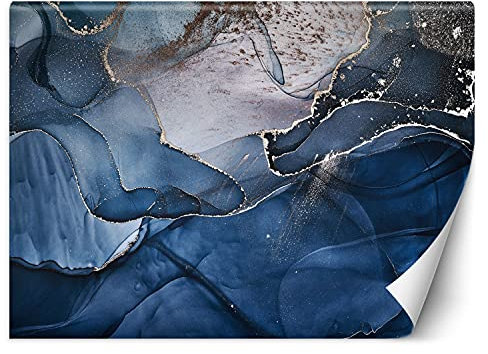 Feeby Fototapete XXL Stein Querschnitt Abstrakt 400x280 cm Blau Vliestapete Moderne Design Wandtapete Küche Flur Wohnzimmer Büro Badezimmer Kinderzimmer Mineral Textur Marmor
