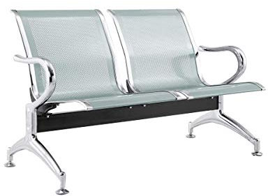 FBasic Sitzbank für Wartezimmer aus Stahl mit 2 Sitzplätzen 125x71x78H Farbe Silber | Airport