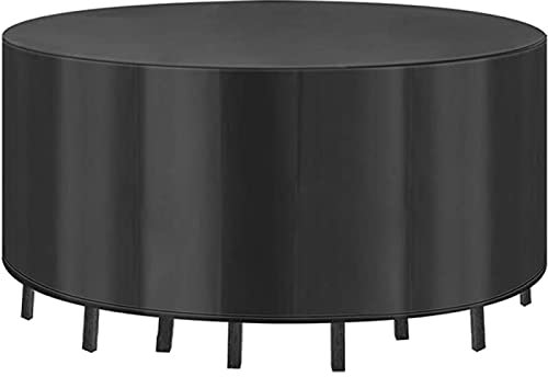 Housse pour Meubles de Jardin Ronde,200x200x94cm Housse de Protection Table de Jardin en Tissu Oxford Robuste pour Salon de Jardin Bâche Housse Ronde Imperméable Anti-UV-Le Noir