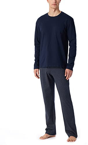 Schiesser Herren Schlafanzug lang - Nightwear Set, Blau_159633, 56
