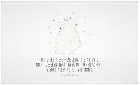 Mr. & Mrs. Panda Gäste Handtuch Eisbär Umarmen - Geschenk, Frottier, Reisehandtuch, Kinder Handtuch, lustige Sprüche, Gute Laune, Gästetuch,