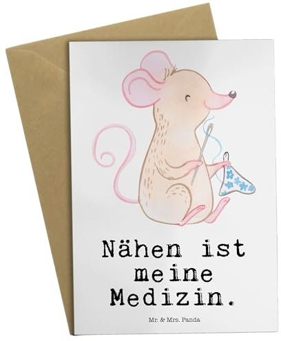 Mr. & Mrs. Panda Grußkarte Nähen - Geschenk, DIY, Gewinn, kreatives Hobby, Glückwunschkarte, Geburtstagskarte, Nähmaschine, Einladungskarte,