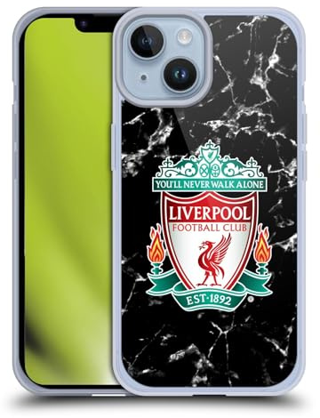 Head Case Designs Offizielle Liverpool Football Club Wappen Schwarz Marmor Gelhülle [Militärischer Schutzgrad] Kompatibel Mit Apple iPhone 14 Und Kompatibel Mit MagSafe