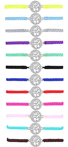 ADRAMATA 12 Pezzi Amicizia Bracciale Infinito Albero della Vita Bracciali Abbinati Braccialetti Colorati Intrecciati Set Fatti A Mano Impilabili Regolabili Bracciali per Donne Ragazze