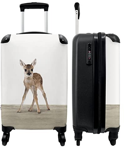 NoBoringSuitcases.com® Koffer Handgepäck - Kabinentrolley, Leichtgewicht, 4 Rollen, mit Hirschmotiv, Zahlenschloss, UV-beständig, 55cm-35cm-20cm