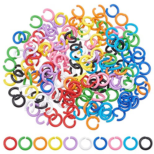 PandaHall 200 Stück Farbige Biegeringe 10 Farben Offene Biegeringe 6 mm O-Ring-Verbindungsstücke 18 Gauge Schmuckherstellung Ringe Kettenhemdringe Für Schlüsselanhänger Choker Ohrring Halsketten