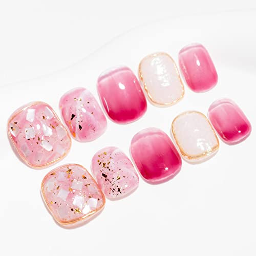 Sun&Beam Nails Handmade Press-on Short Squoval Round Purple White Gradation Sparkling Japanese Design Fashion False Nail Tips 10 Pcs Set (#038 L)
