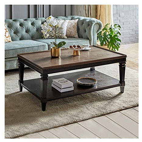 Table de bout en verre trempé Table Basse Rectangulaire à 2 Pneus, Table Basse en Bois Luxueuse avec Bureau Entourant et Pieds Coniques, Table Basse Postmoderne Table à Cocktail Table de bout ronde