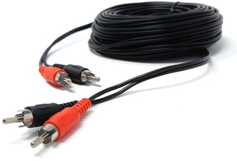 DRUT 15m RCA to RCA Phono Twin Jack to Jack Stereo Audio Cable Lead Cord Compatible With CD/DVD/Amplifier/Hifi/DJ Mixer/Turntable (Black Nickel Connectors) 50ft