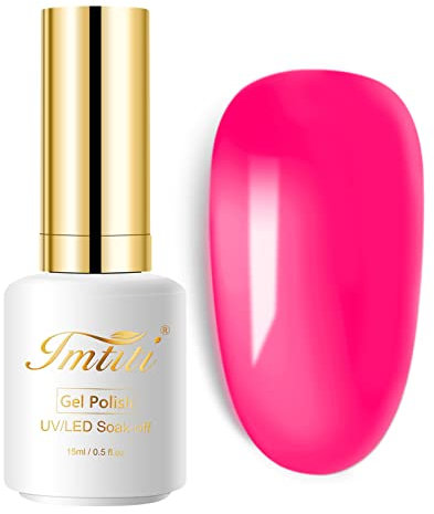 Imtiti Gel Vernis à Ongles,1 pièce, vernis à ongles gel rose néon clair, vernis à ongles en gel Soak Off, Nail Art Manicure Salon 15 ml