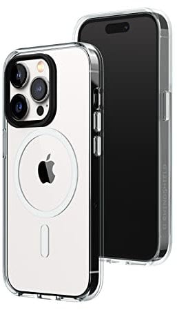 RhinoShield Clear Case kompatibel mit MagSafe für [iPhone 14 Pro]|Überragende Magnetstärke, Vergilbungsresistenz, Kristallklar, optimaler Schutz und personalisierbar - Schwarz Kamera-Ring