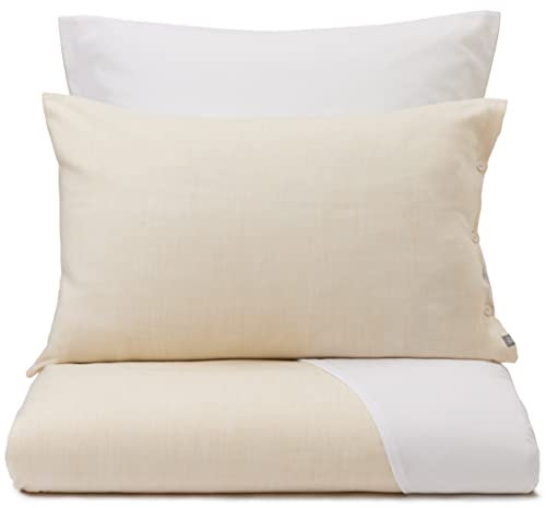 URBANARA Baumwoll-Lyocell-Bettwäsche Elvas 80x40 cm - 50% Tencel - 50% Baumwolle, Space-Dying-Technik, einzelner Kopfkissenbezug Kissenbezug - Beige/Naturweiß