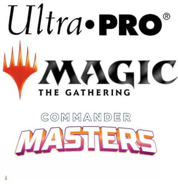 Ultra PRO - Alfombrilla de juego de cartas bordadas blancas Commander Masters para Magic: The Gathering ft. Pop Art Collage, protege tus tarjetas de juego y coleccionables durante el juego, úsalo como