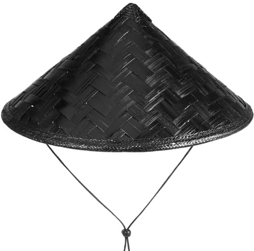 ABOOFAN Hut Aus Bambus Asiatischer Orientalischer Hut Einfacher Prop- Eimer Stroh Sonnenmütze Schwarzer -bambus Chinesischer Asiatischer Gewebter Schatten Mann Ost