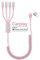 Coiled Multi Charging Cable, 4 in 2 USB C/A to Type-C/2*Lightning/Micro USB Multiple Charger Cable for Cell Phones, Apple CarPlay Cable with Data Sync, Pink