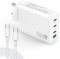 100W USB C Plug,4 Port GaN Compact Travel Charger Fast Power Adapter with Charging Cable for Mac Book Pro/Air,i Pad Pro,iPhone 15/Pro,Galaxy S23/S22 and All USB C Devices