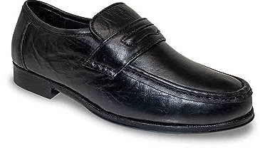 Pegasus Men's Leather Wide Fit Slip-On Moccasin Shoes – Smart Casual Comfort Footwear with Cushioned Insole Black 7