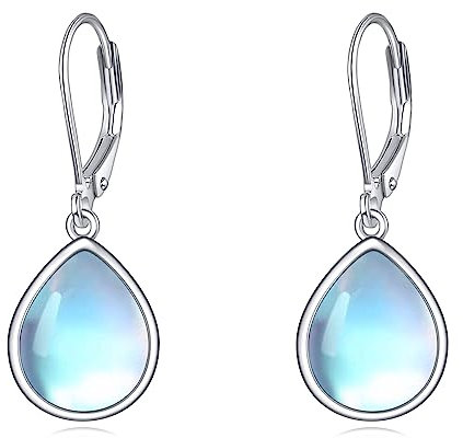 POPLYKE Mondstein Ohrringe für Frauen Sterling Silber Leverback Ohrringe Mondstein-Schmuck Geschenk für Mädchen (teardrop Mondstein)