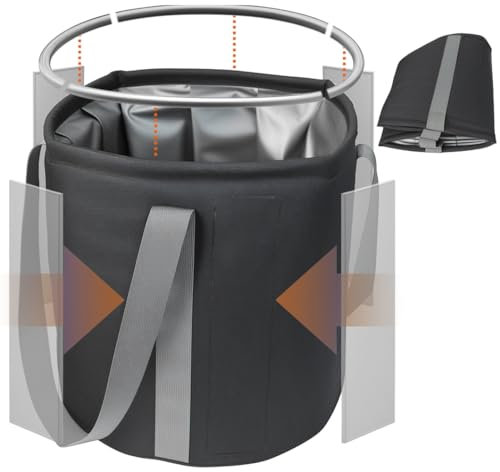 Cubo Plegable Camping de Tela Oxford Impermeable de 36L con Soportes de plástico en el Borde y los Lados - Black