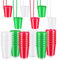 Landical 48 Pcs Christmas Shot Glass Necklaces Bulk 2 oz Plastic Shot Glass on Beaded Necklace Plastic Italian Shot Glass Necklace Beaded for Christmas Party Favor, Red Green White
