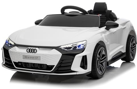 LALAHO Voiture véhicule électrique Enfant Audi avec Télécommande 2.4G, 12 V Véhicule électrique Enfant 2 Portes avec MP3 (Blanc)